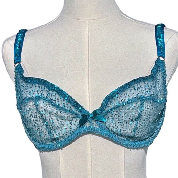 Agent Provocateur Soirée Czarinah Blue Sequin Bra - Picture 3 of 9